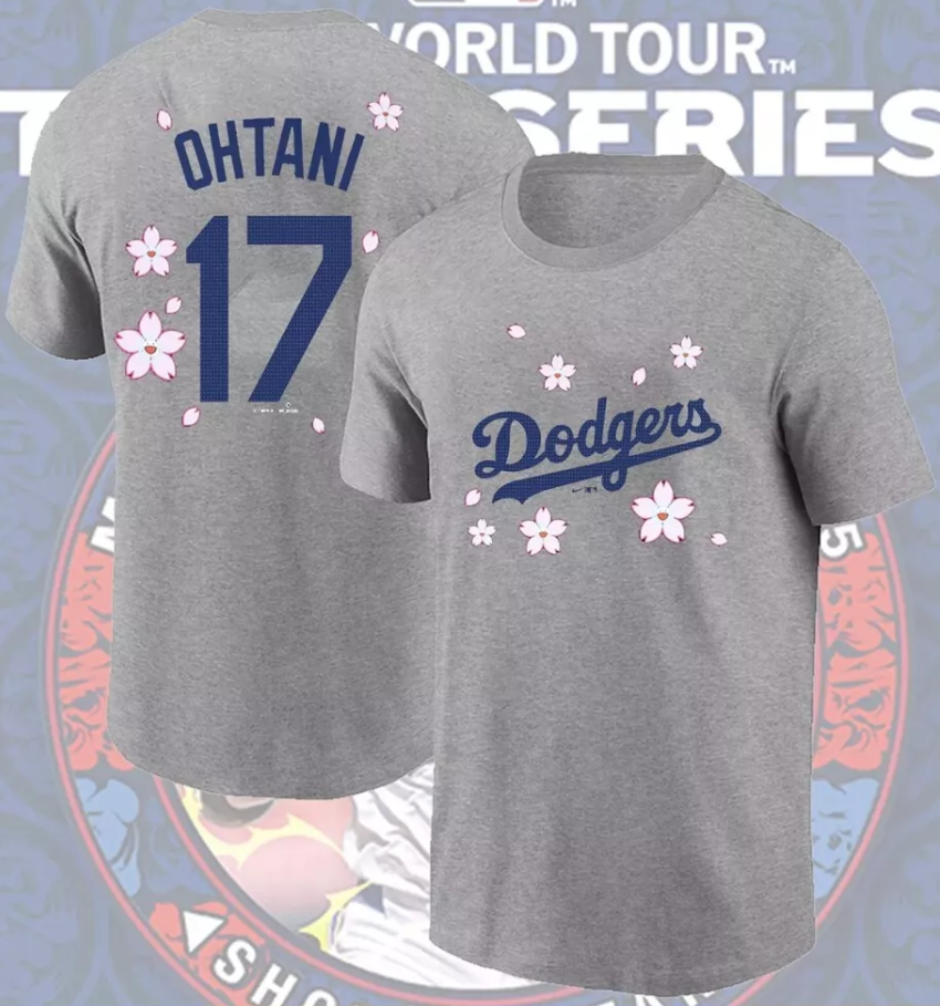 Men Los Angeles Dodgers #17 Ohtani grey MLB 2025 T shirt->mlb t-shirts->Sports Accessory